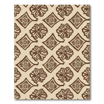 Brown Floral Diamond Arrangement Rug