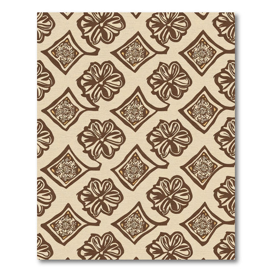 Brown Floral Diamond Arrangement Rug