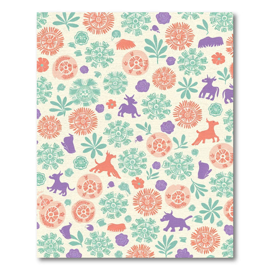 Whimsical Floral Animal Garden Medley Rug