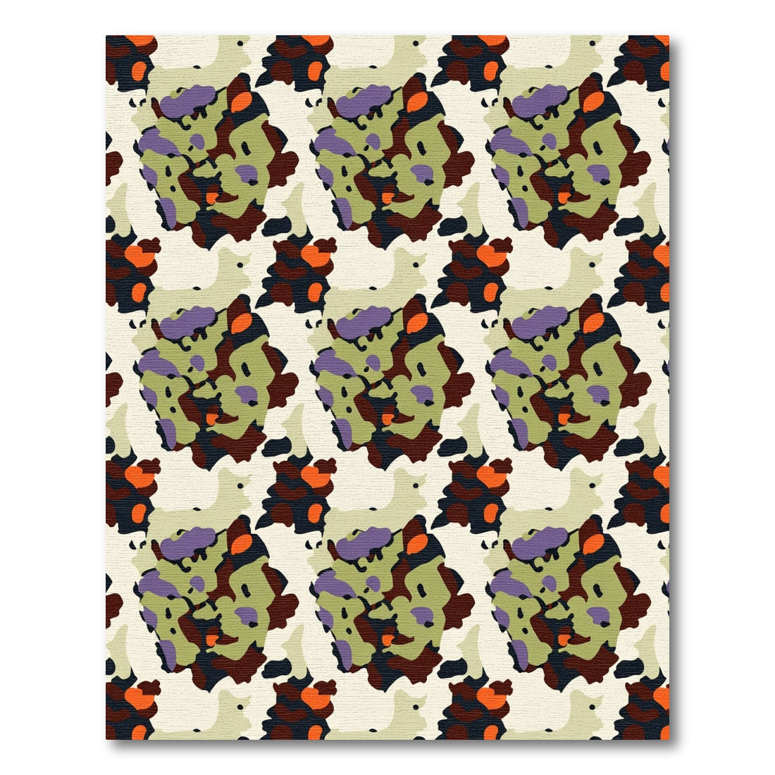 Abstract Camouflage Green Orange Forms Rug