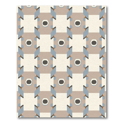 Neutral Tones Abstract Geometric Blocks Rug