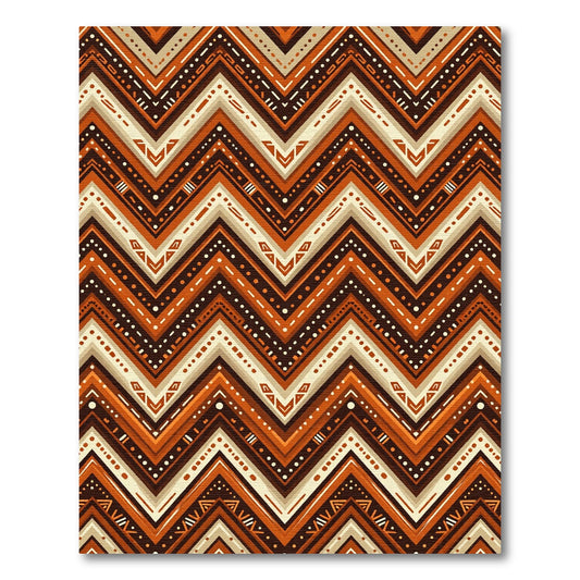 Earthy Chevron Geometric Ochre Terracotta Rug