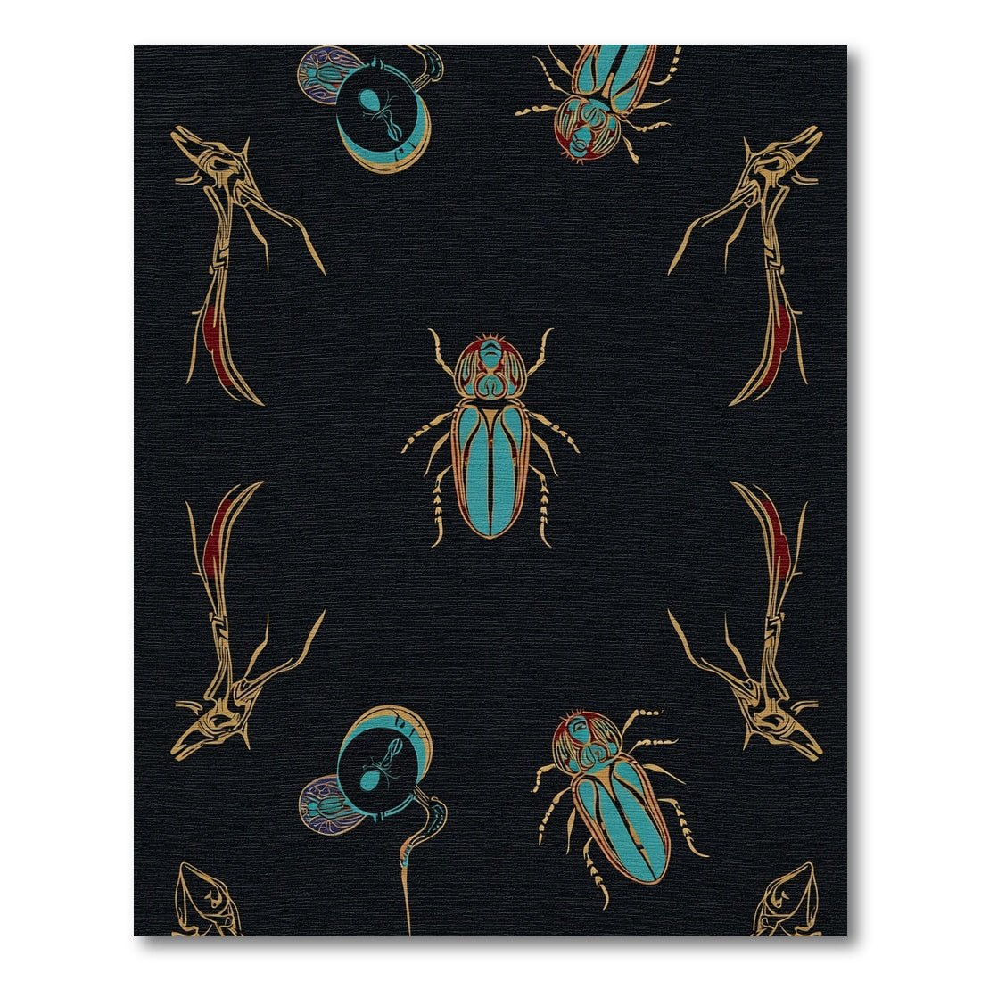 Golden Turquoise Scarab Antler Assemblage Rug