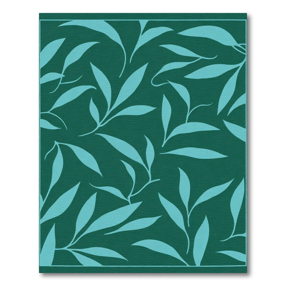 Deep Teal Leaf Branch Arrangement Rug