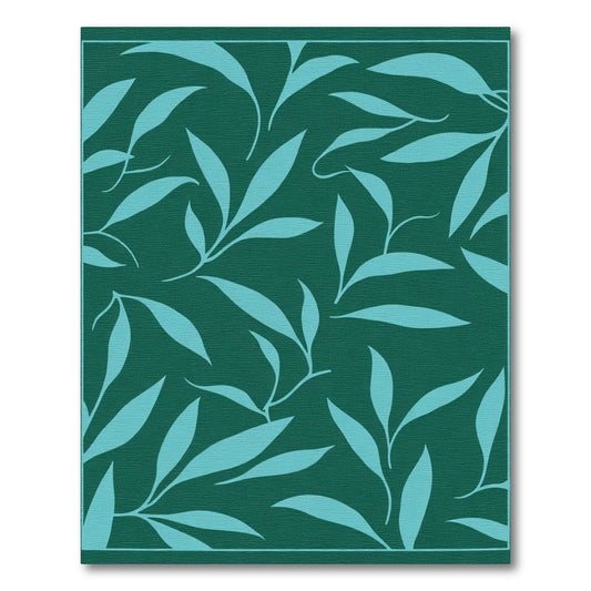 Deep Teal Leaf Branch Arrangement Rug