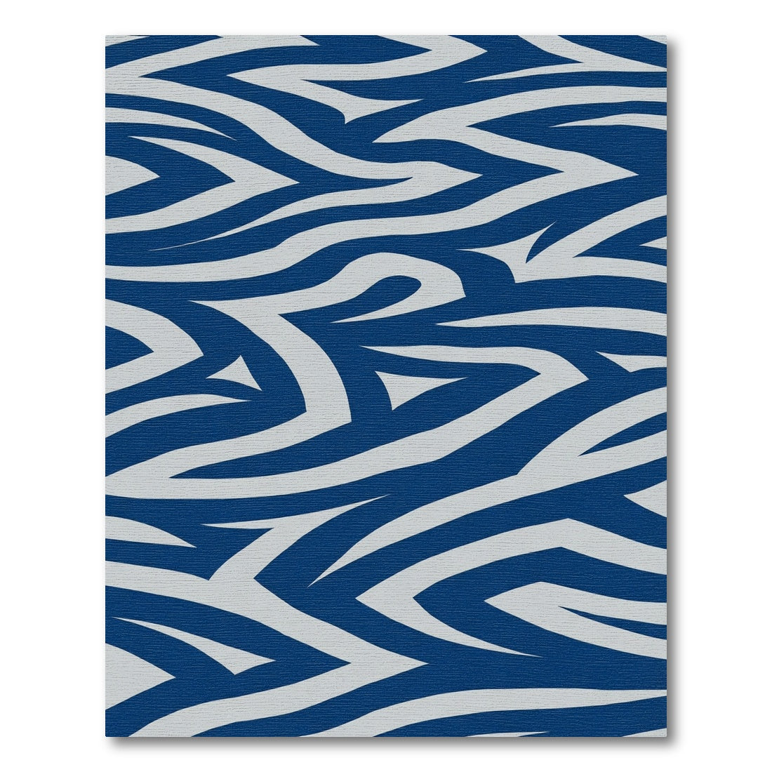 Deep Blue White Organic Wave Rug