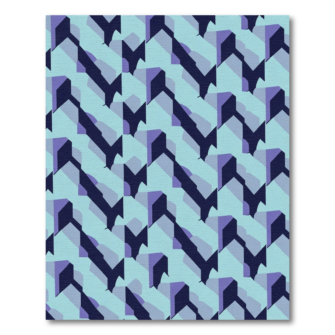 Muted Teal Purple Geometric Cascade Rug