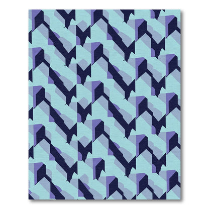 Muted Teal Purple Geometric Cascade Rug