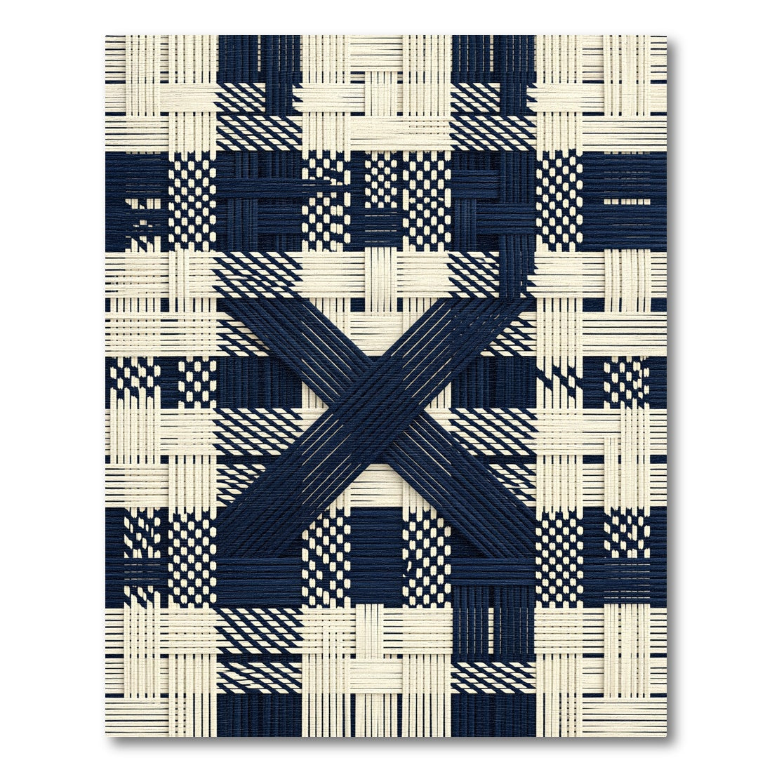 Navy Cream Woven Cross Stitch Rug