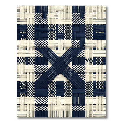 Navy Cream Woven Cross Stitch Rug