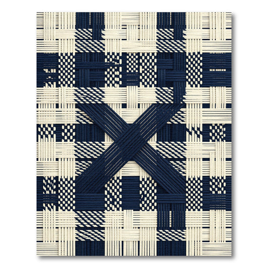 Navy Cream Woven Cross Stitch Rug