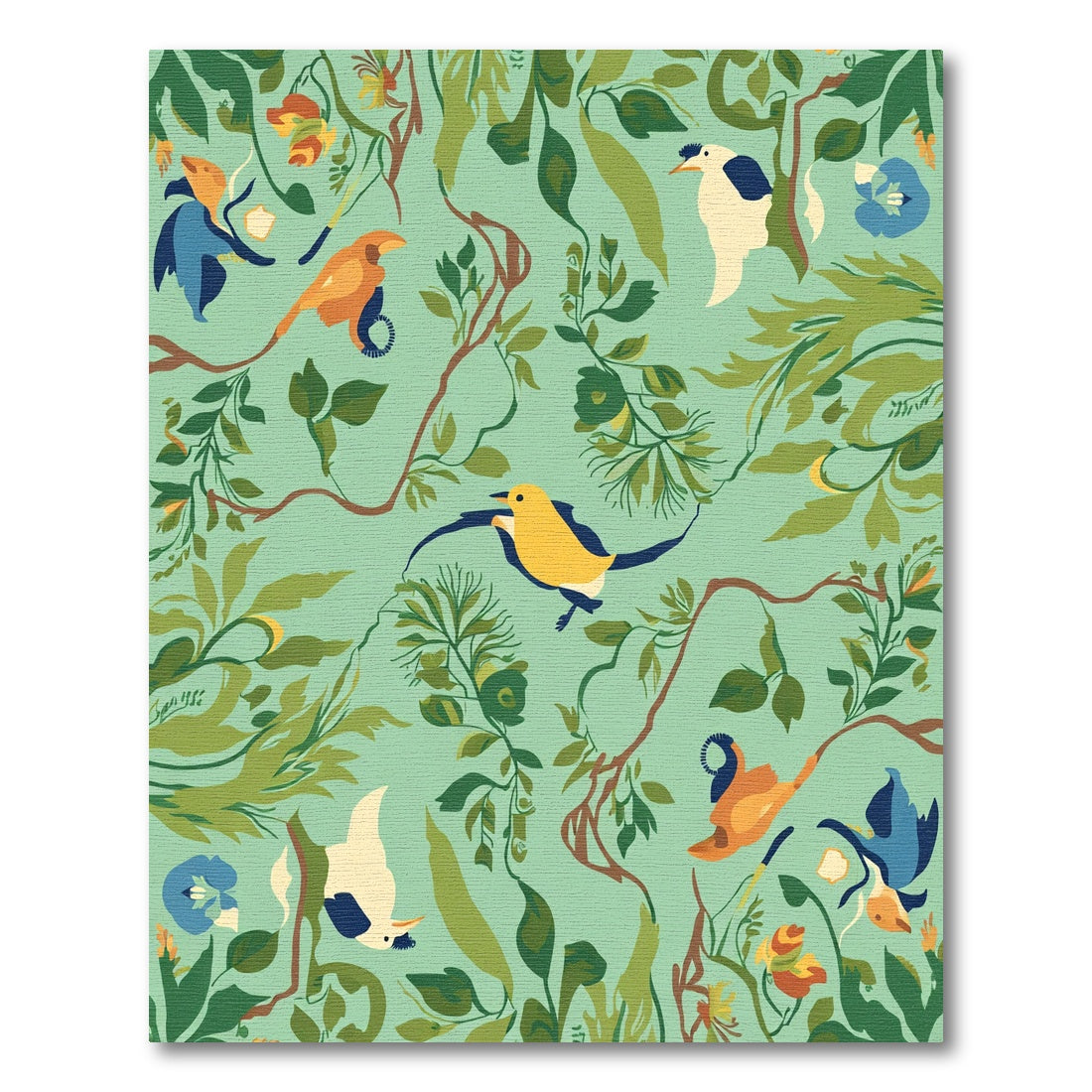 Verdant Foliage Bird Scene Rug