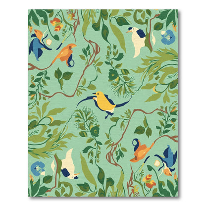 Verdant Foliage Bird Scene Rug