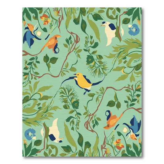 Verdant Foliage Bird Scene Rug