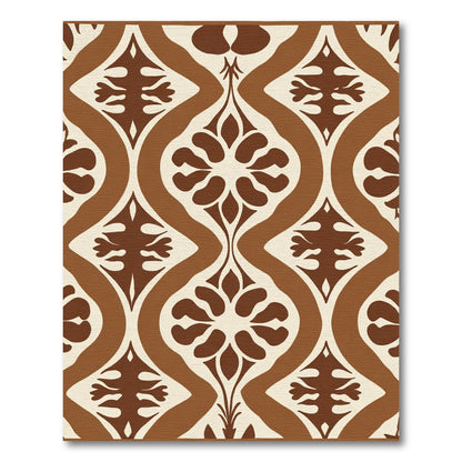 Brown Organic Floral Lattice Rug