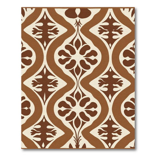 Brown Organic Floral Lattice Rug
