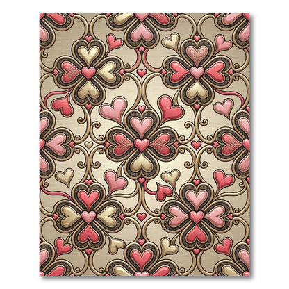 Golden Pink Heart Filigree Collection Rug