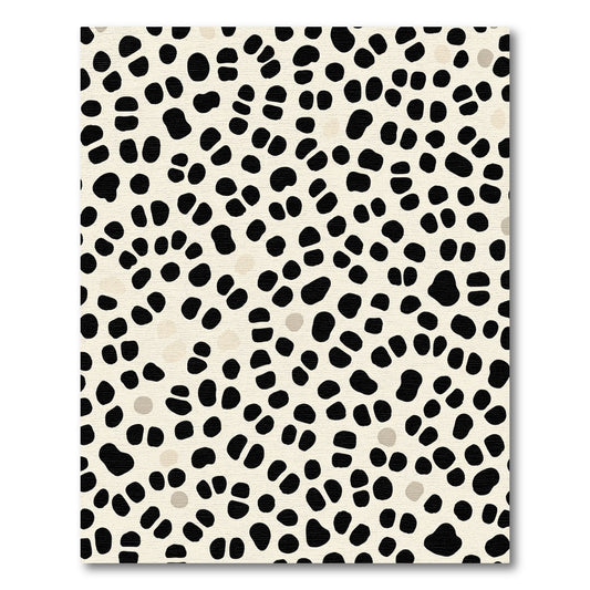 Spotted Cream Black Contemporary Irregular Rug