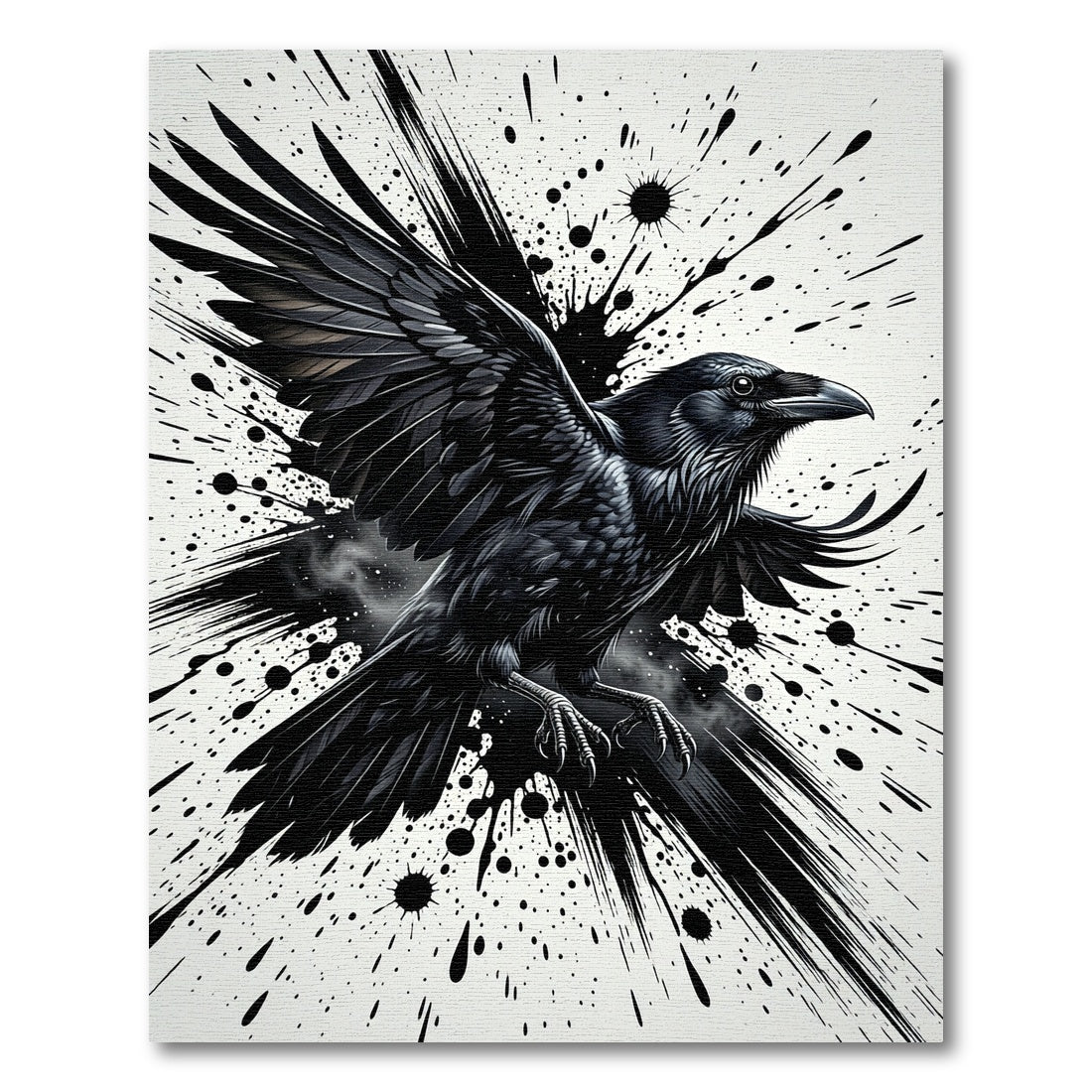 Black Raven Ink Splatter Splash Rug