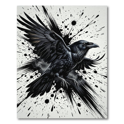 Black Raven Ink Splatter Splash Rug