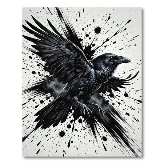 Black Raven Ink Splatter Splash Rug