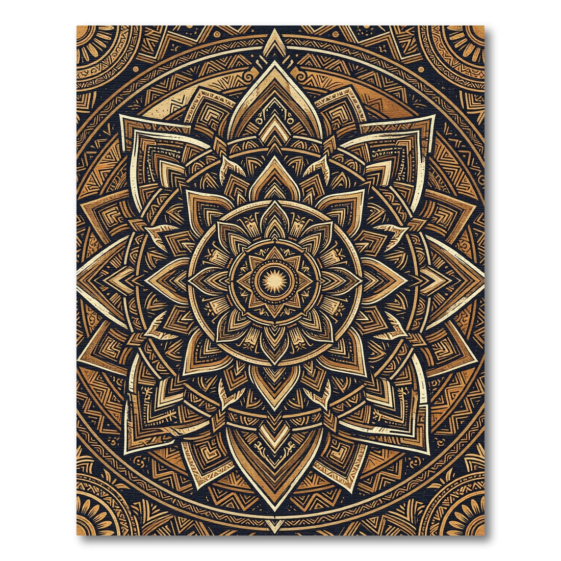 Ornate Bronze Golden Mandala Infinity Rug