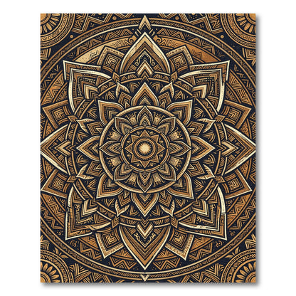 Ornate Bronze Golden Mandala Infinity Rug