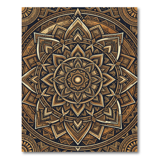Ornate Bronze Golden Mandala Infinity Rug
