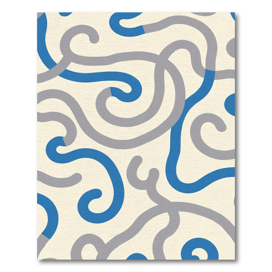 Fluid Blue Gray Swirl Ribbon Rug