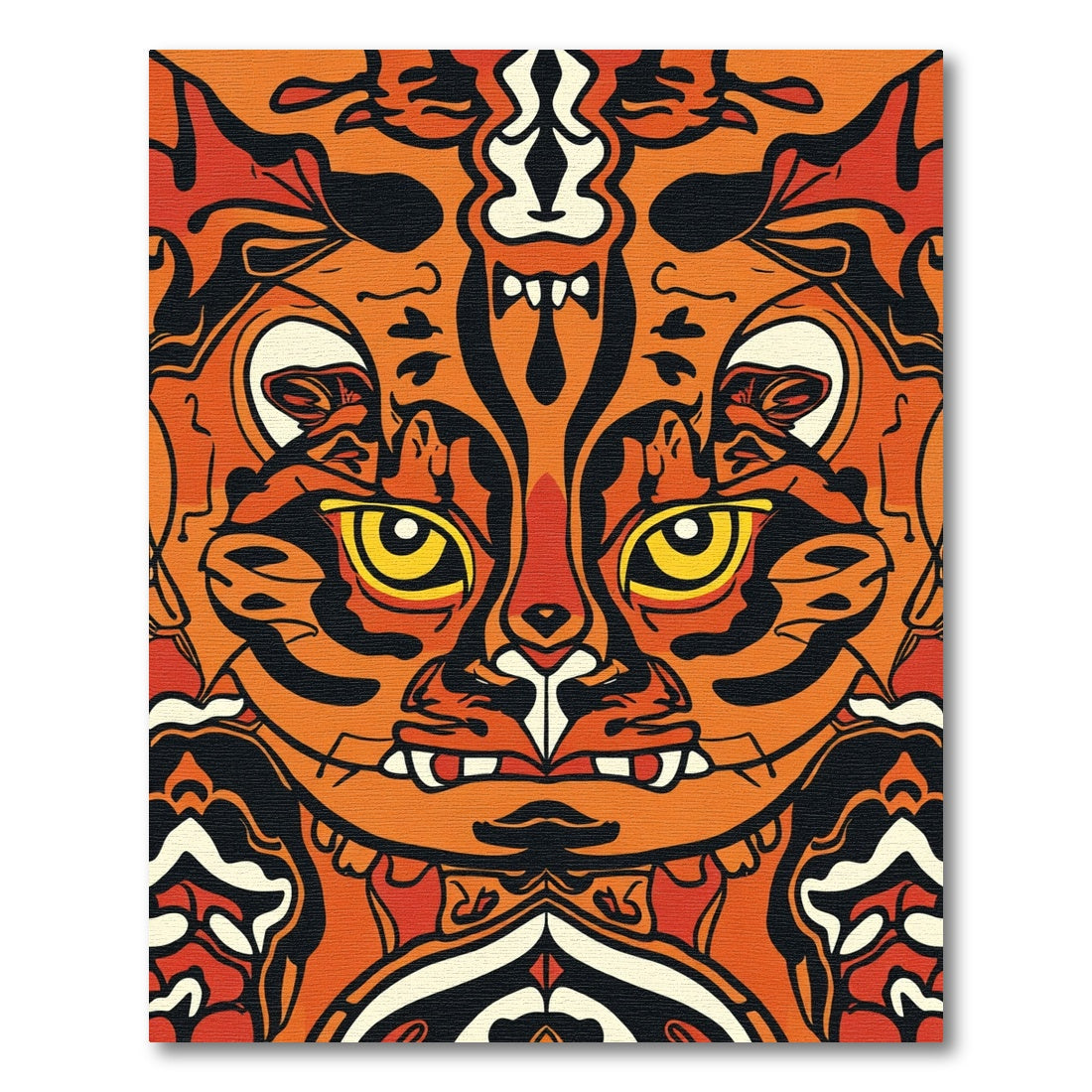 Bold Orange Tiger Face Symmetry Rug