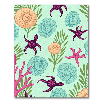 Sea Life Shells Starfish Coral Swirls Rug