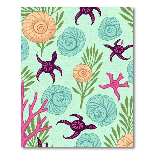 Sea Life Shells Starfish Coral Swirls Rug