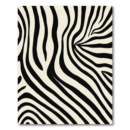Cream and Black Stripe Animal Print Rug