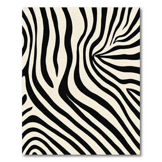 Cream and Black Stripe Animal Print Rug