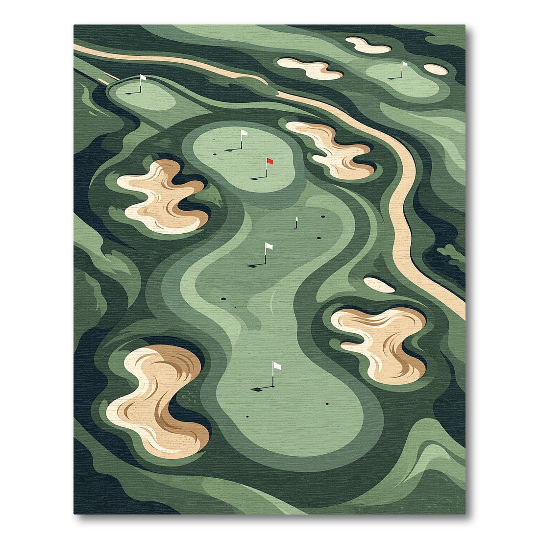 Abstract Sage Golf Course Fairway Landscape Rug