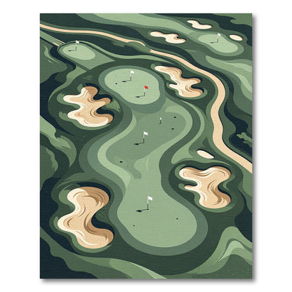 Abstract Sage Golf Course Fairway Landscape Rug