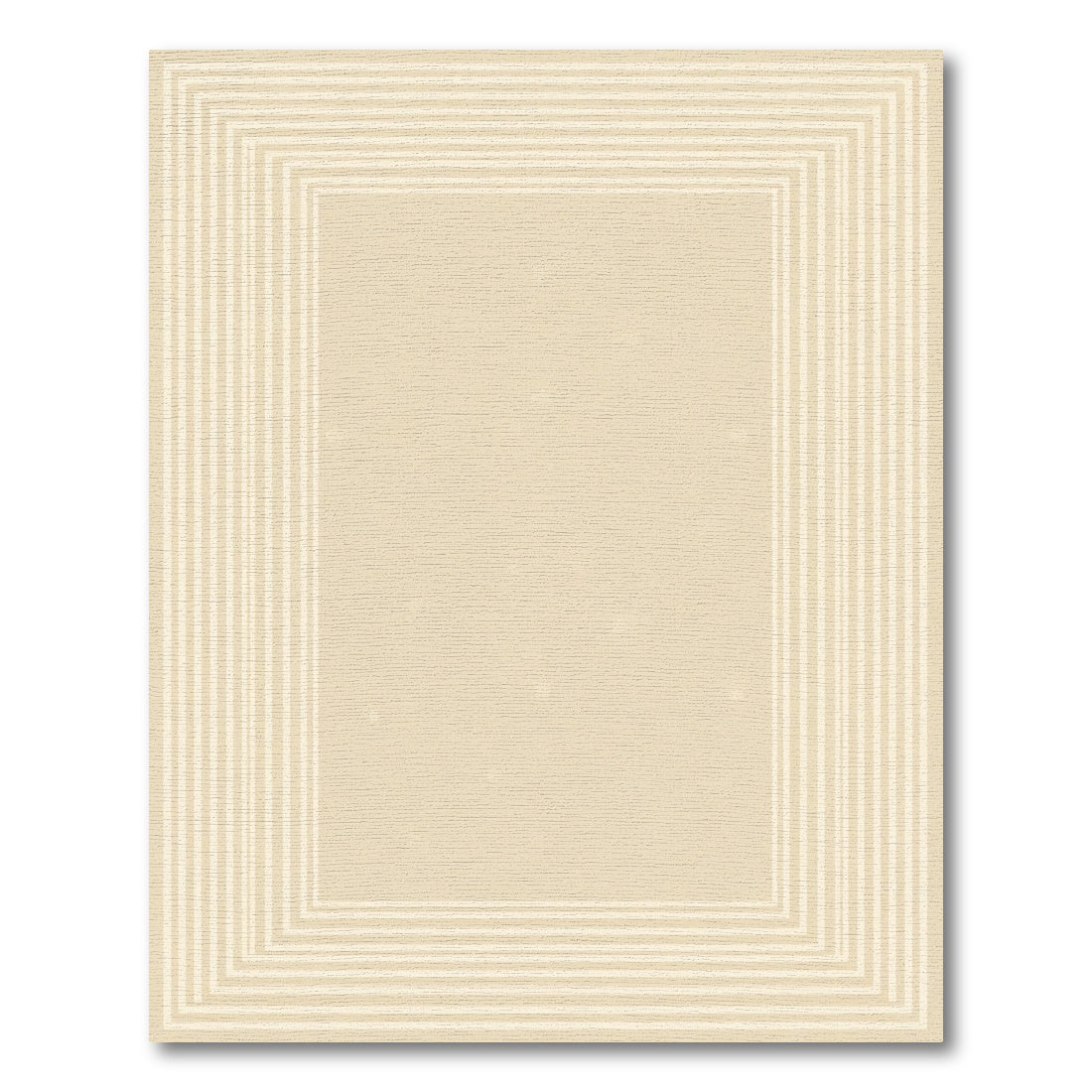 Cream Border Concentric Rectangles Rug