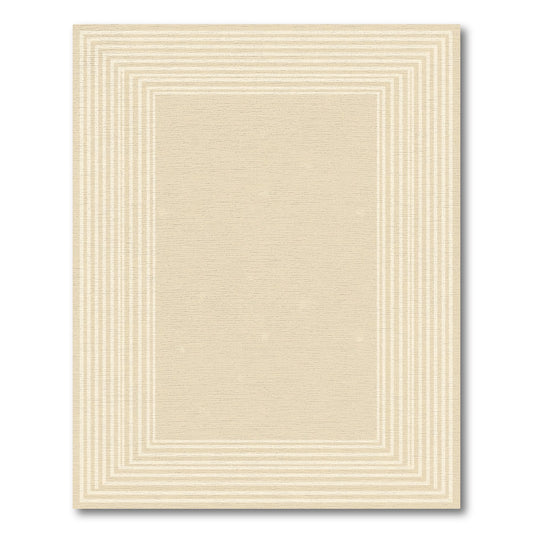 Cream Border Concentric Rectangles Rug