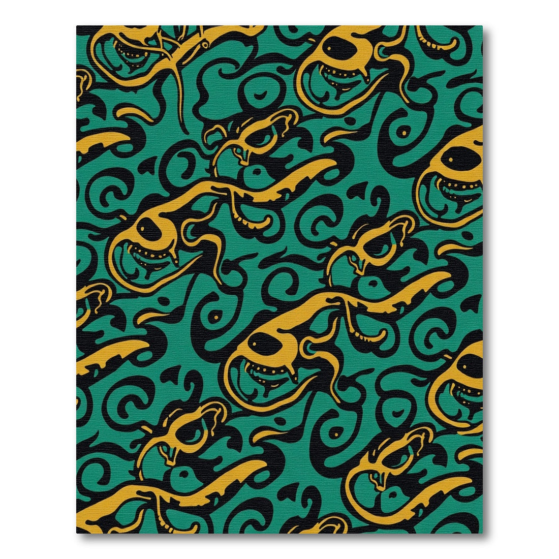Amber Squid Swirl Teal Rug