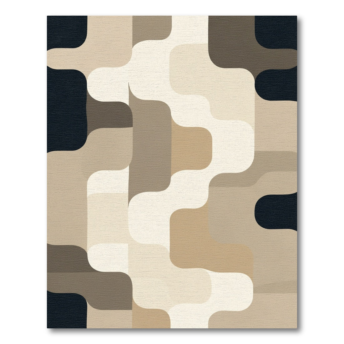 Earthy Tones Wavy Geometric Assemblage Rug