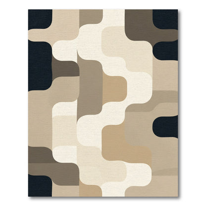 Earthy Tones Wavy Geometric Assemblage Rug