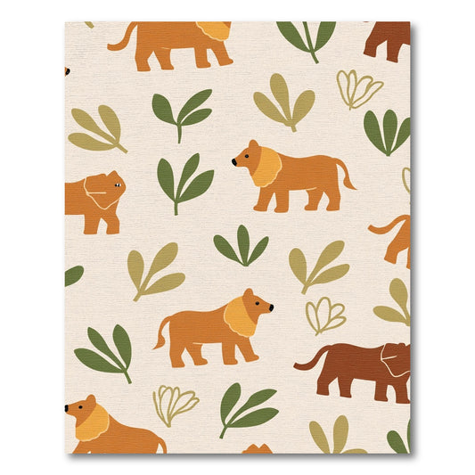 Earthy Orange Lions with Green Foliage Rug