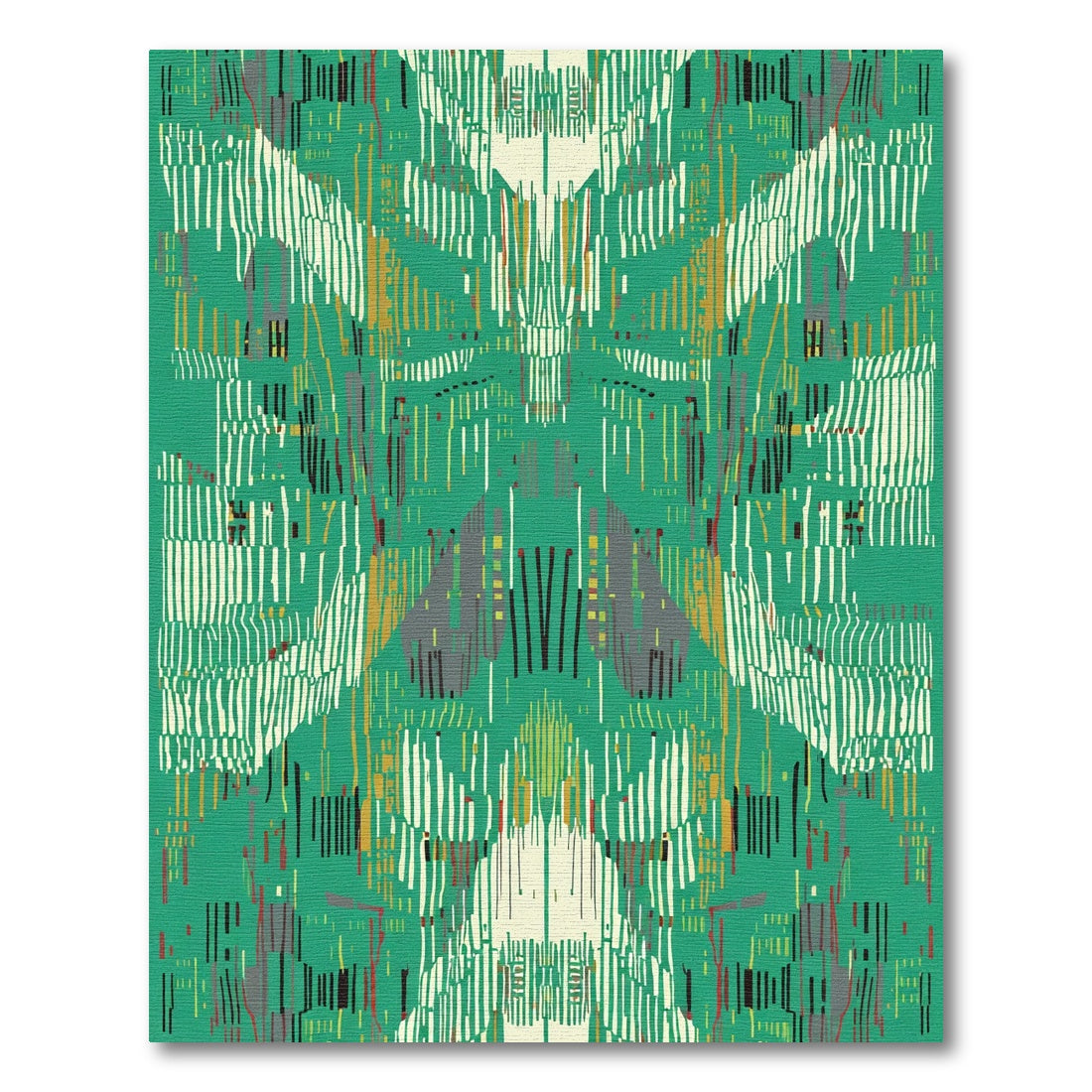 Emerald Abstract Vertical Fragment Rug