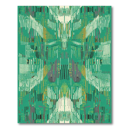 Emerald Abstract Vertical Fragment Rug