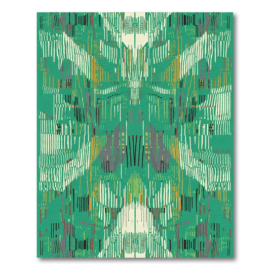 Emerald Abstract Vertical Fragment Rug
