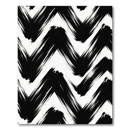 Bold Black White Brushstroke Chevron Rug
