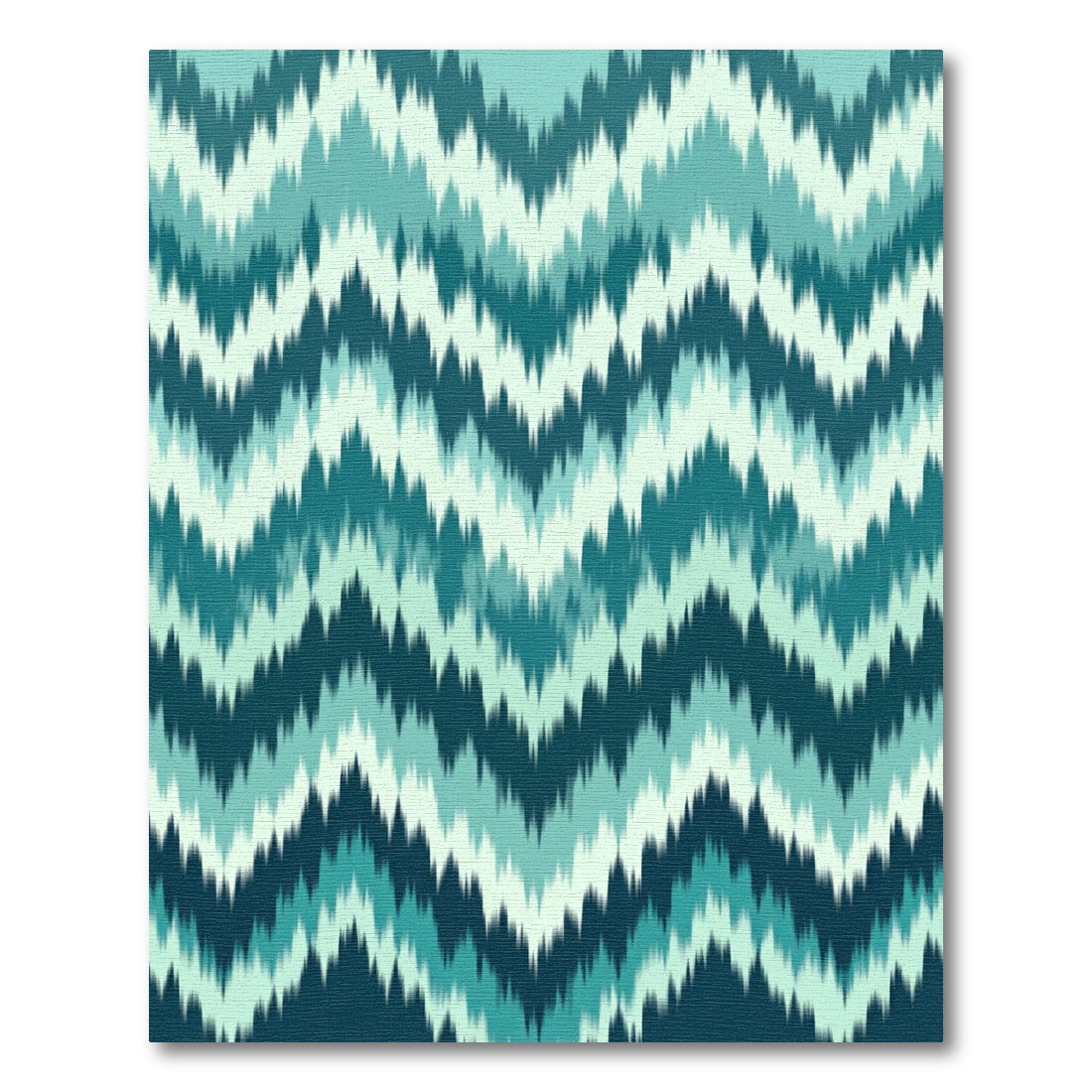 Teal Green Chevron Ikat Wave Rug