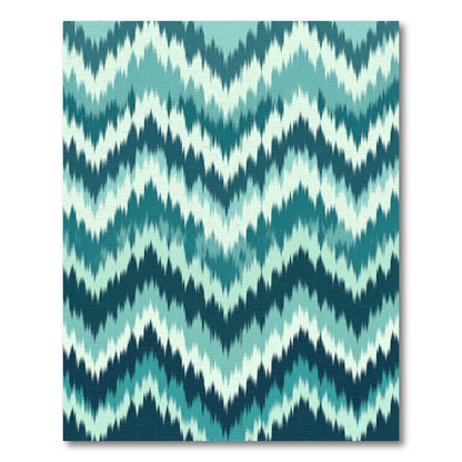 Teal Green Chevron Ikat Wave Rug