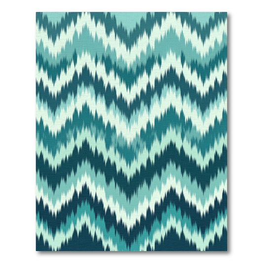 Teal Green Chevron Ikat Wave Rug