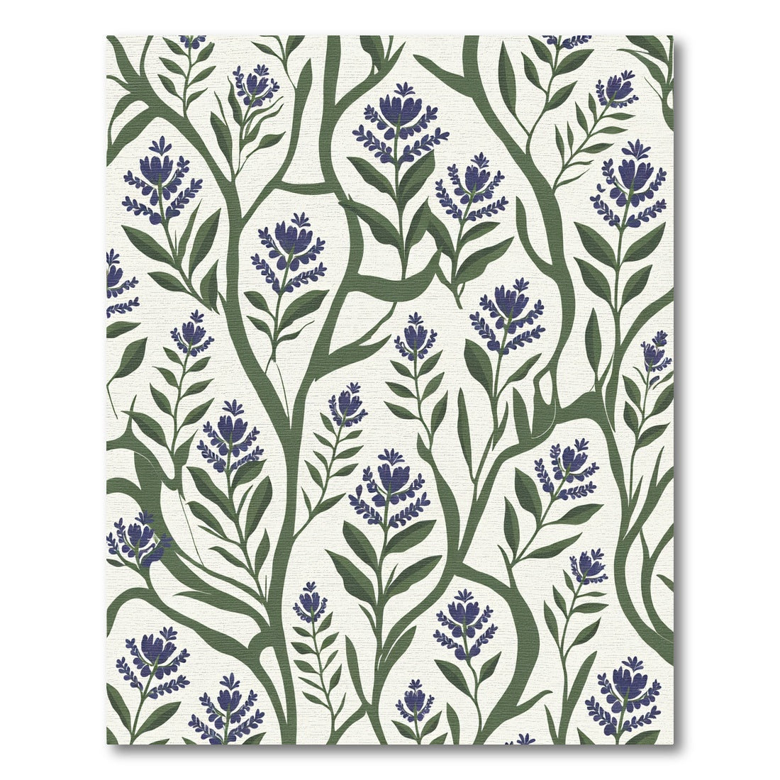 Dark Blue Floral Vine Botanical Rug